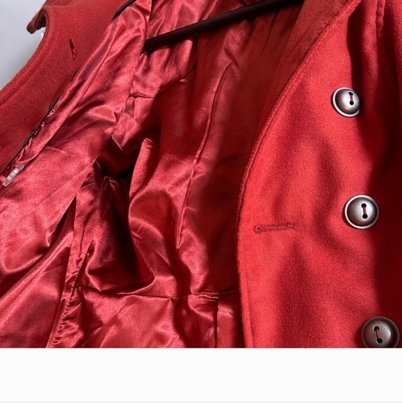 Celebrity Pink Women's Double-Breasted Red Pea Coat - Picture 4 of 16